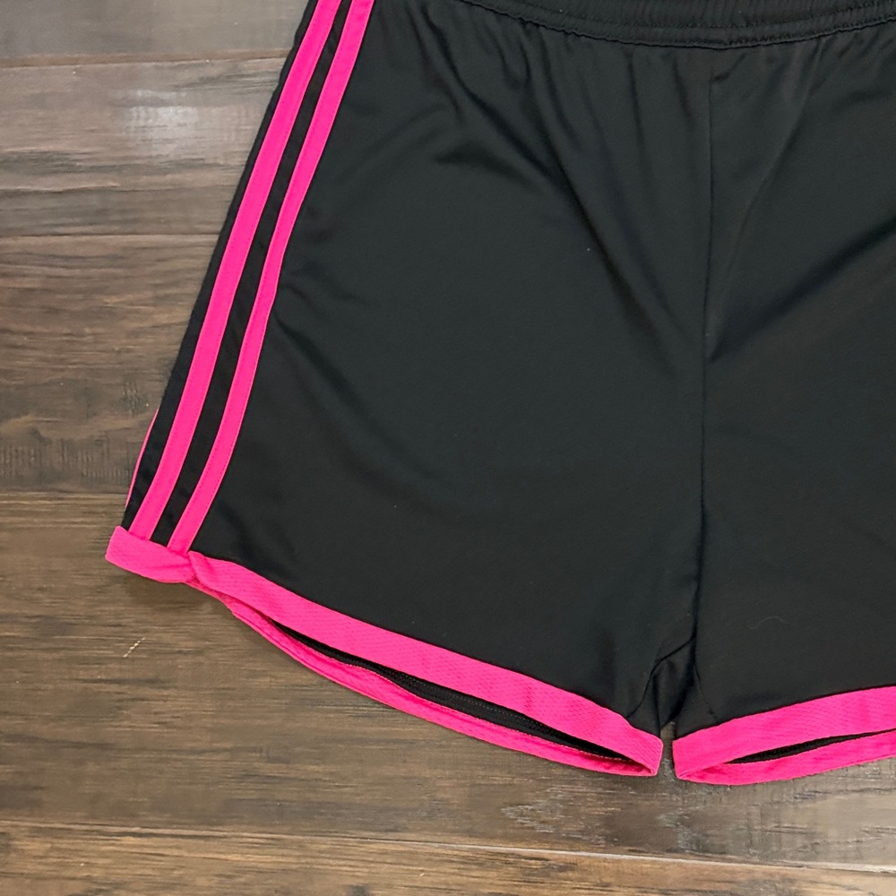 adidas Black Athletic Shorts with Hot Pink Trim - Picture 3 of 9